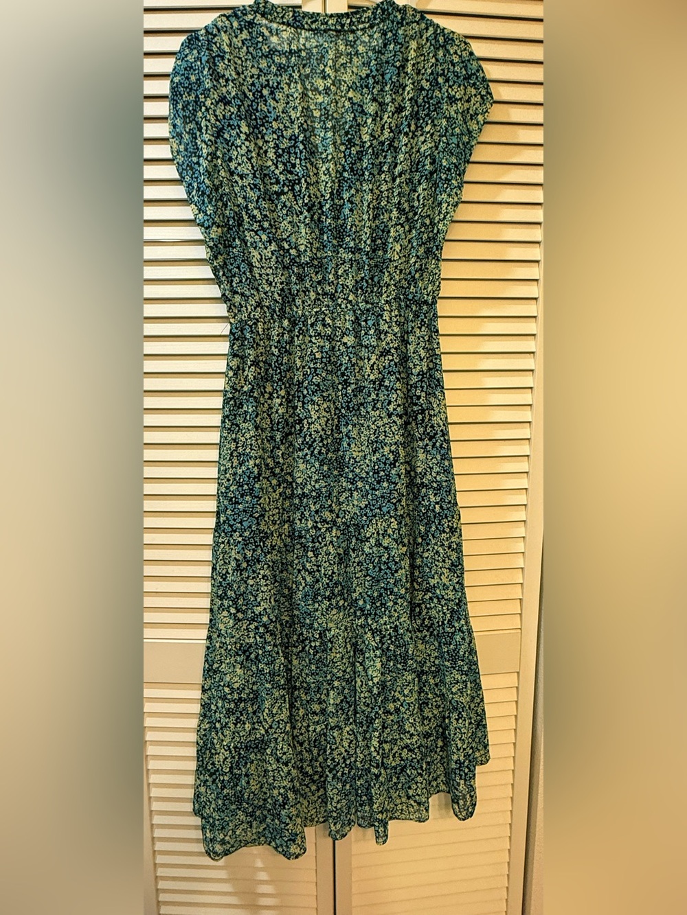Steve Madden Blue & Teal Floral Boho Midi Dress | Size L - Picture 5 of 9